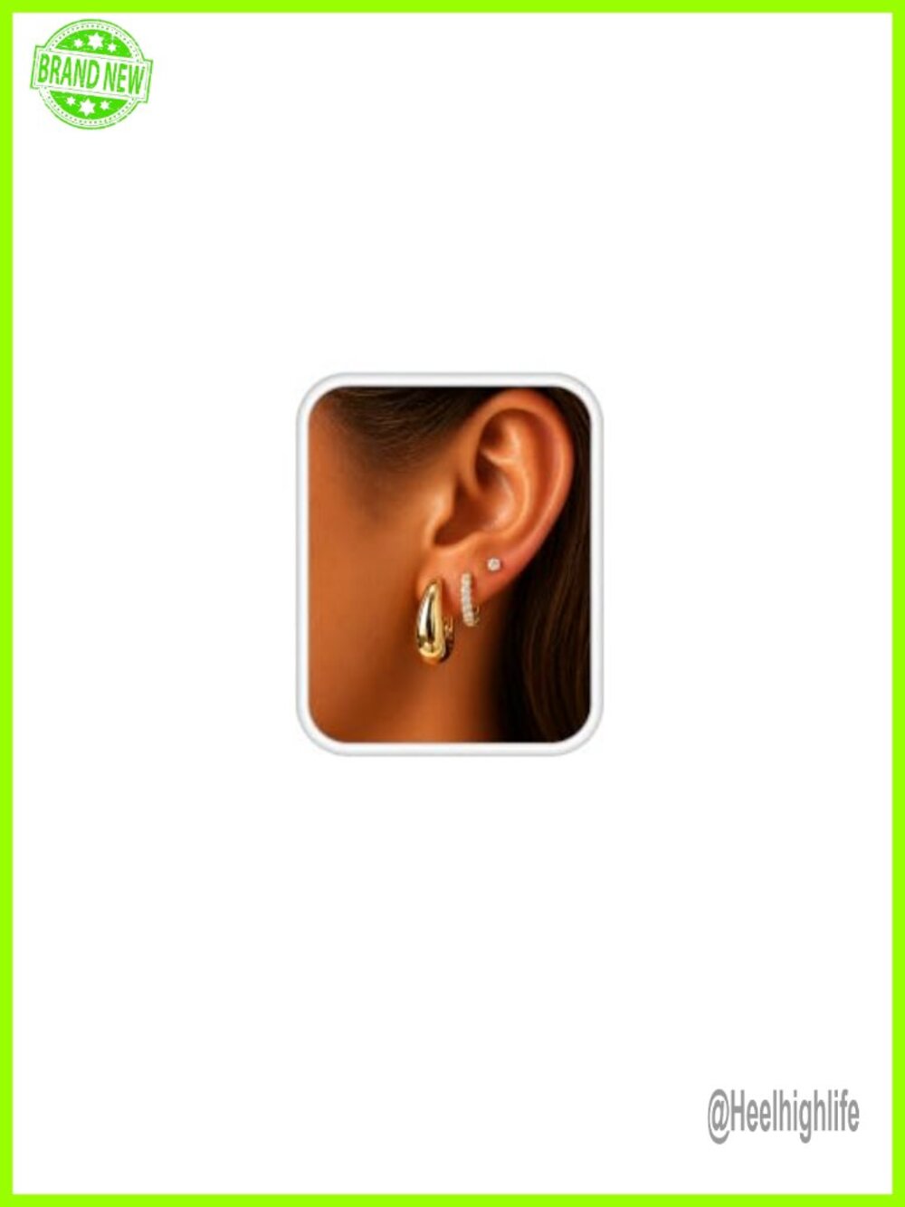14K Gold Plated Huggie Hoop & CZ Stud Earring Set